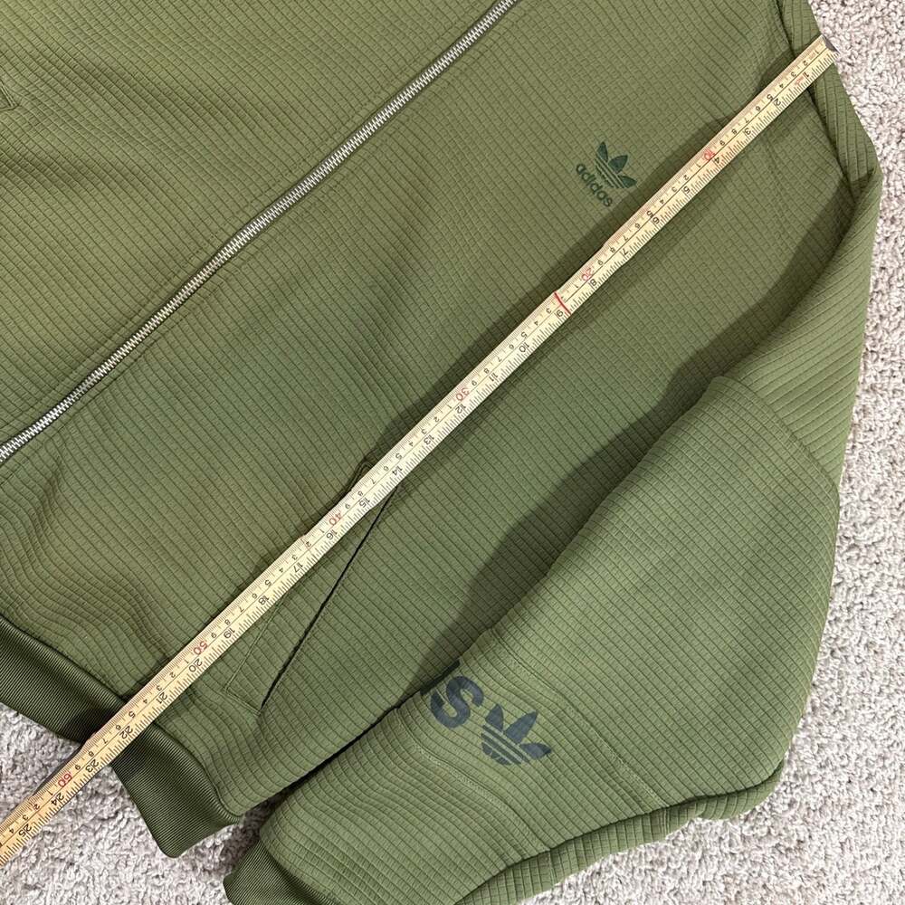Adidas Originals Trefoil Waffle Bomber Jacket Olive Green Womens M EUC Logo - Picture 3 of 8